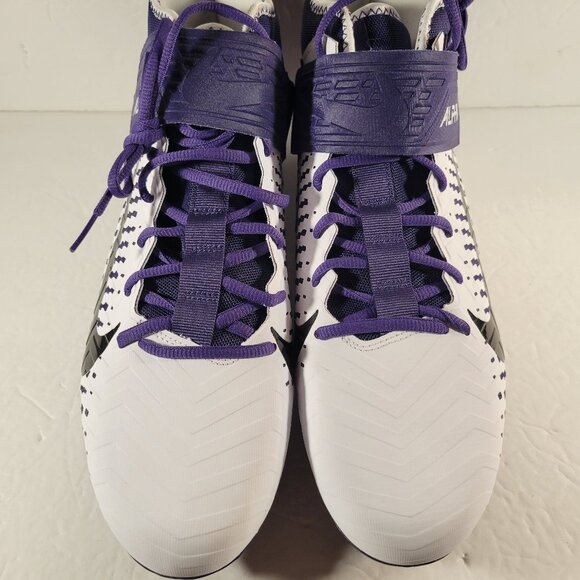 Nike Alpha Menace Pro 2 Mid White/Purple Football Cleats BV3945-104 Mens Size 12 - Picture 4 of 6